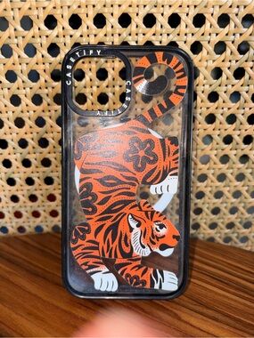 Casetify Clear Phone Case with Orange Tiger Motif iPhone 13 Mini